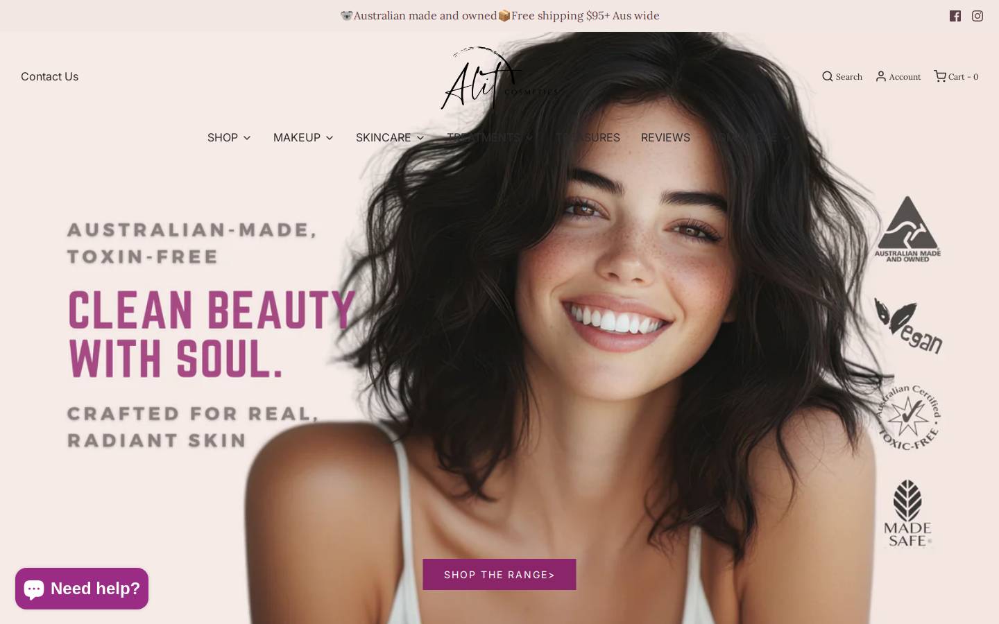 alitcosmetics.com.au homepage screenshot