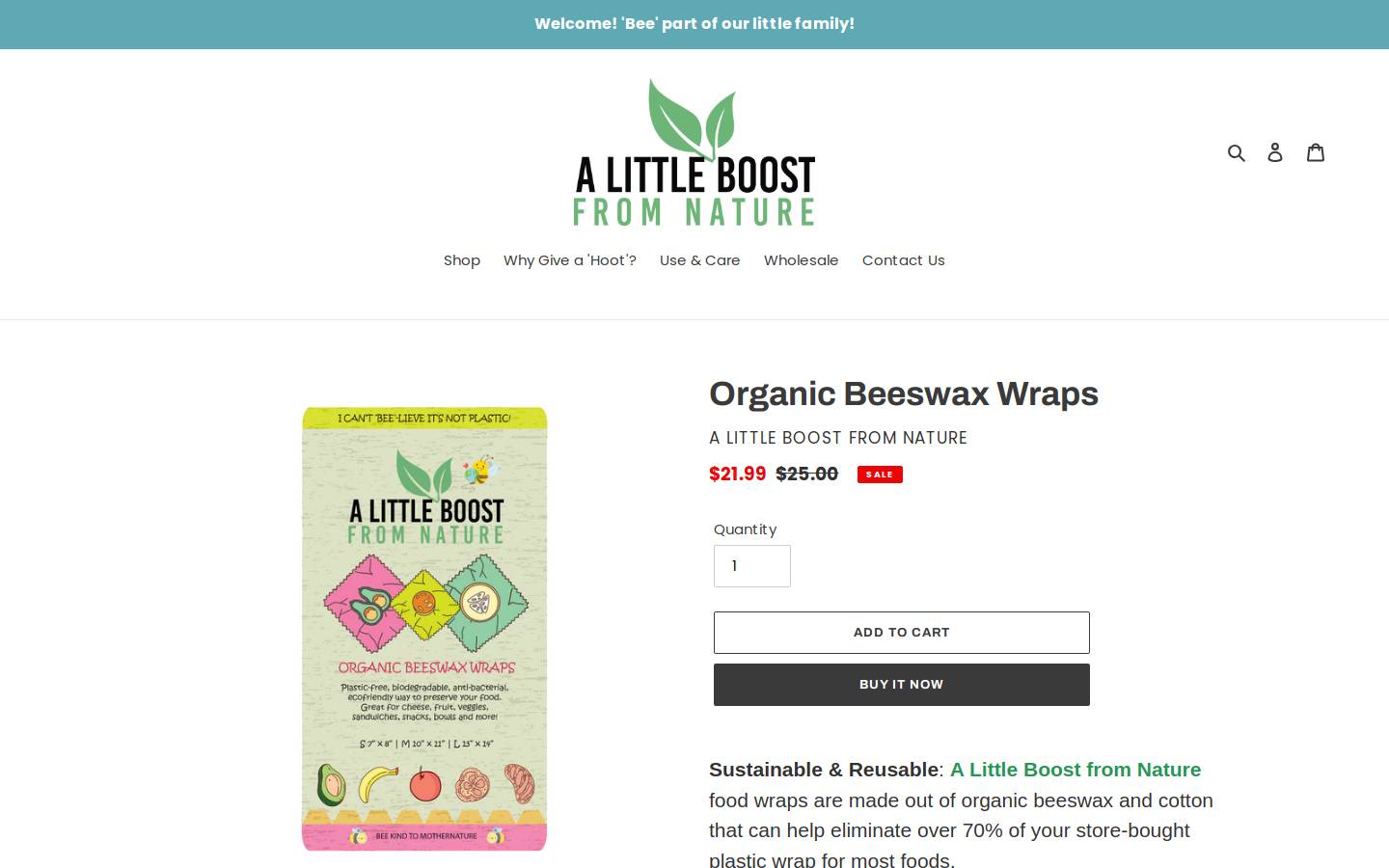 alittleboostfromnature.com homepage screenshot