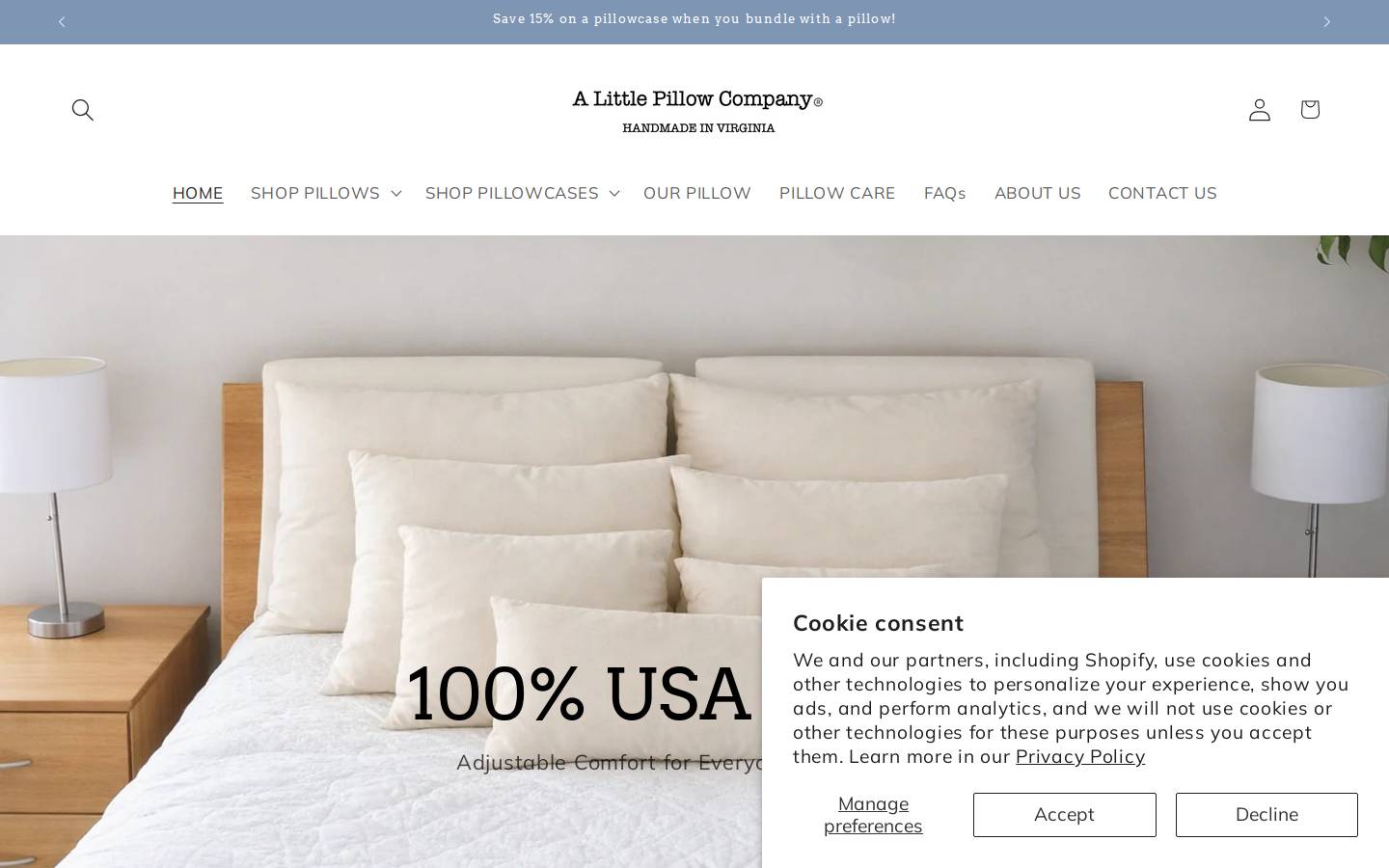 alittlepillowcompany.com homepage screenshot