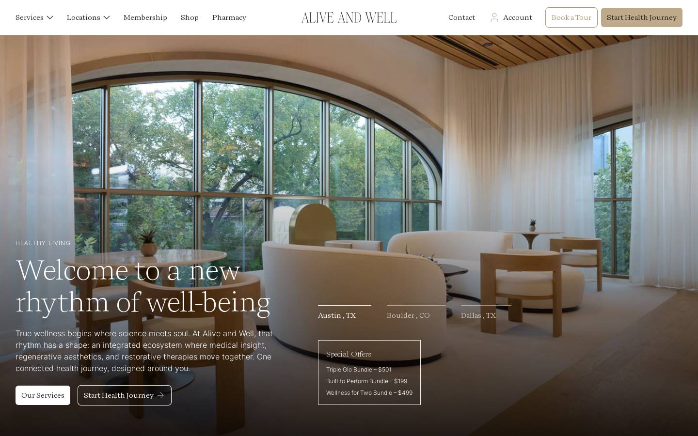 aliveandwell.health homepage screenshot