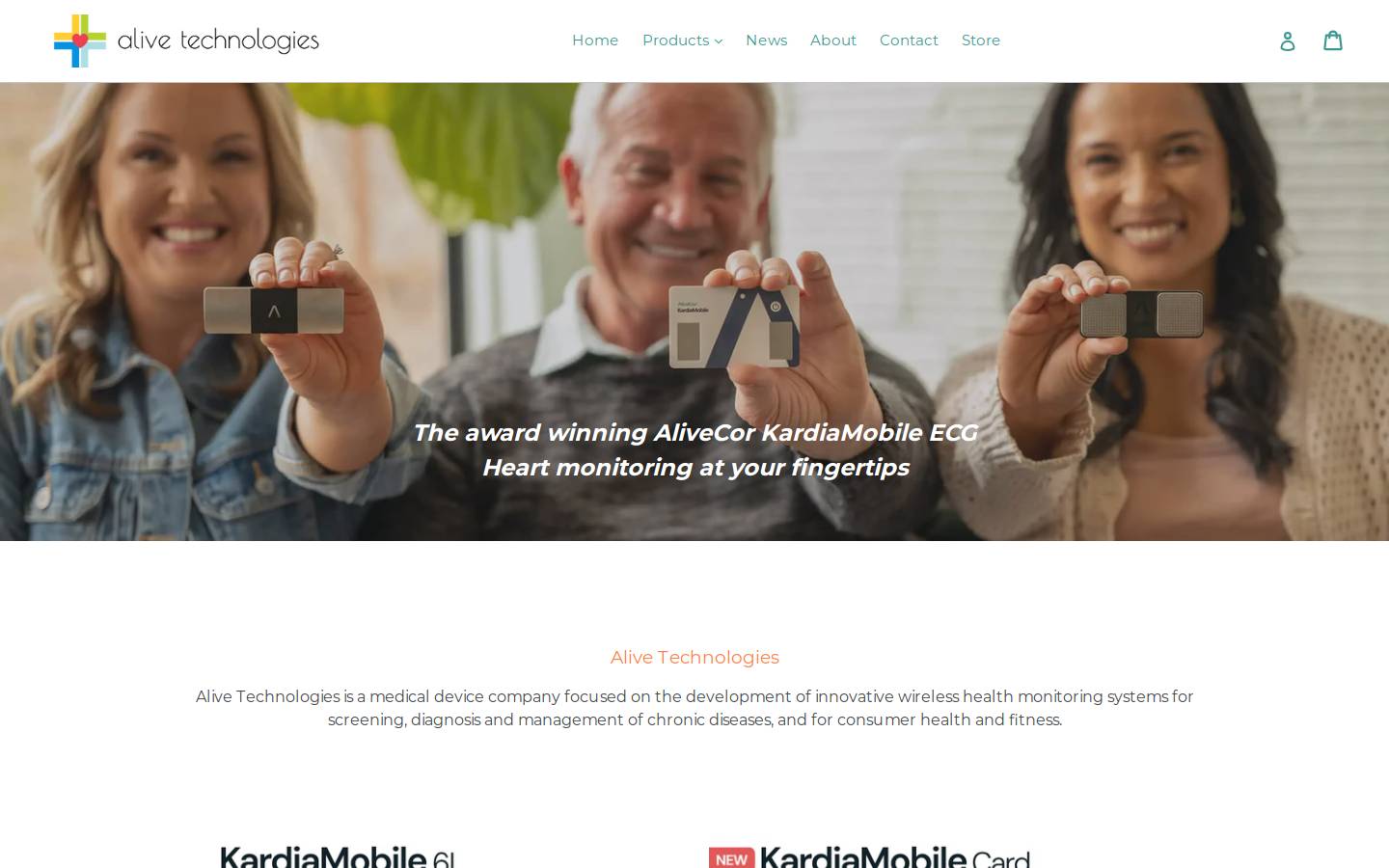 AliveCor homepage screenshot