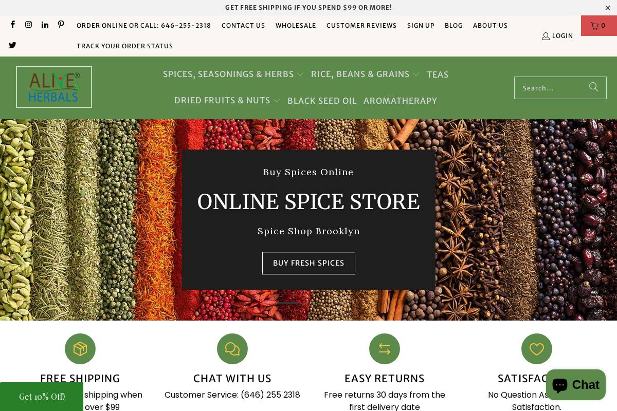 aliveherbals.com homepage screenshot