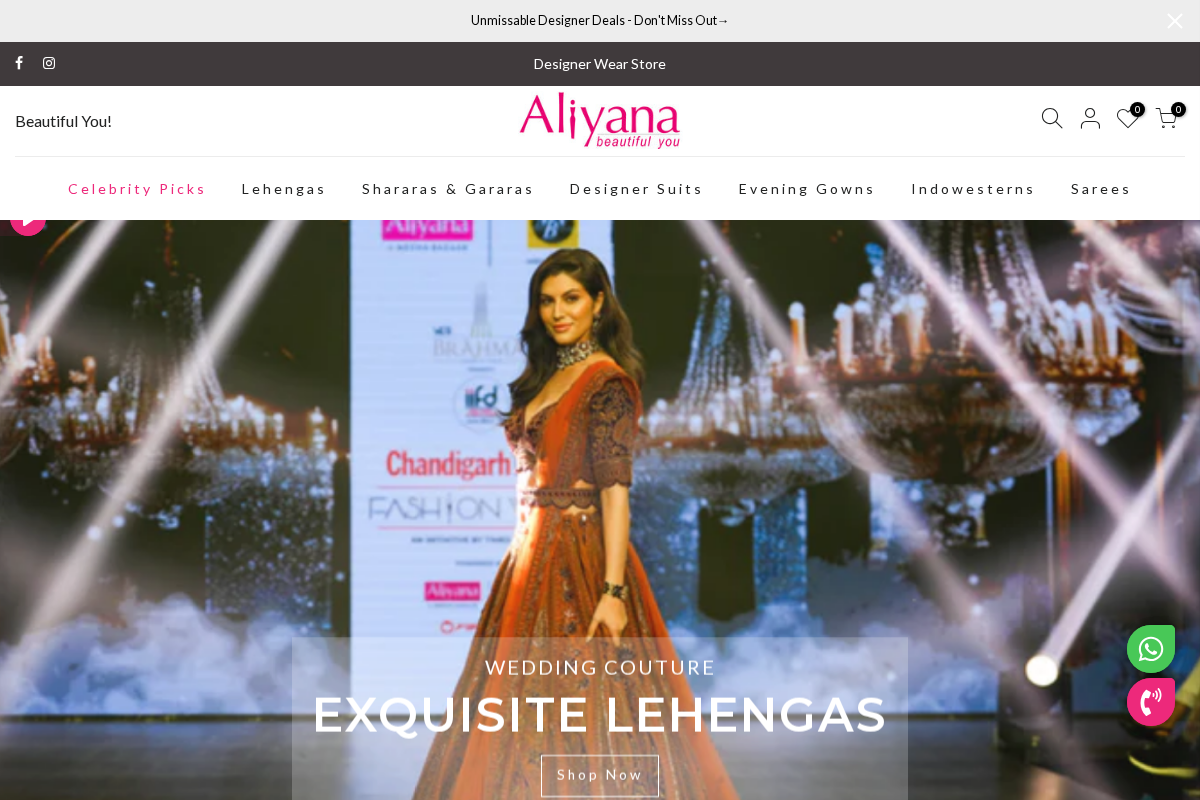 Aliyana Designer Wear homepage screenshot