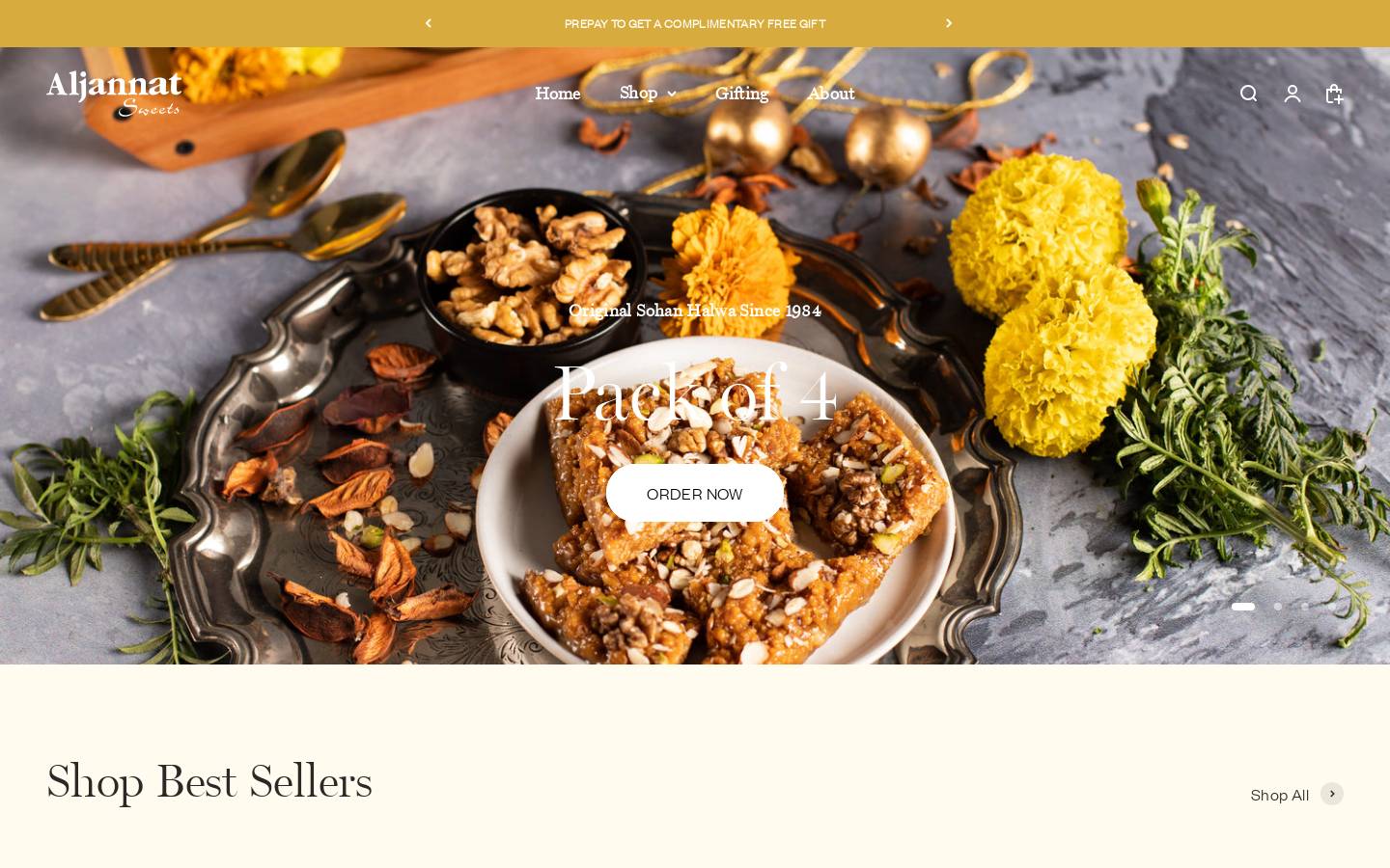 aljannatsweets.com homepage screenshot