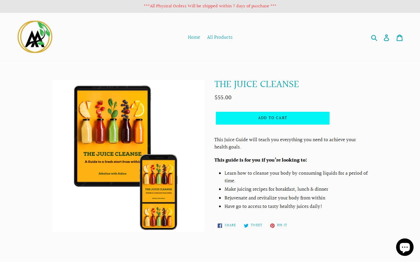alkalinewithadina.com homepage screenshot
