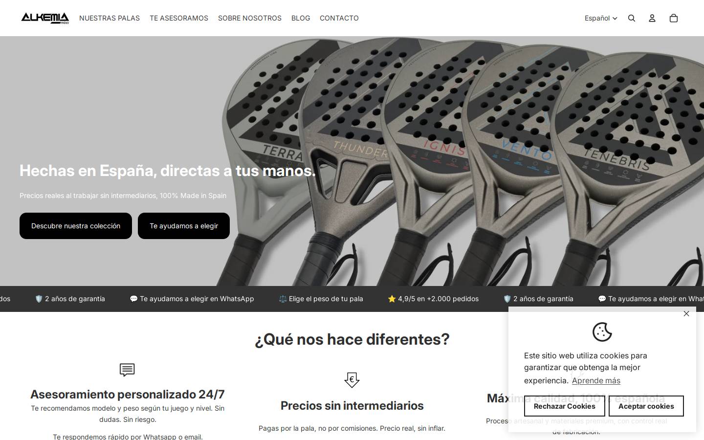Alkemia Padel homepage screenshot