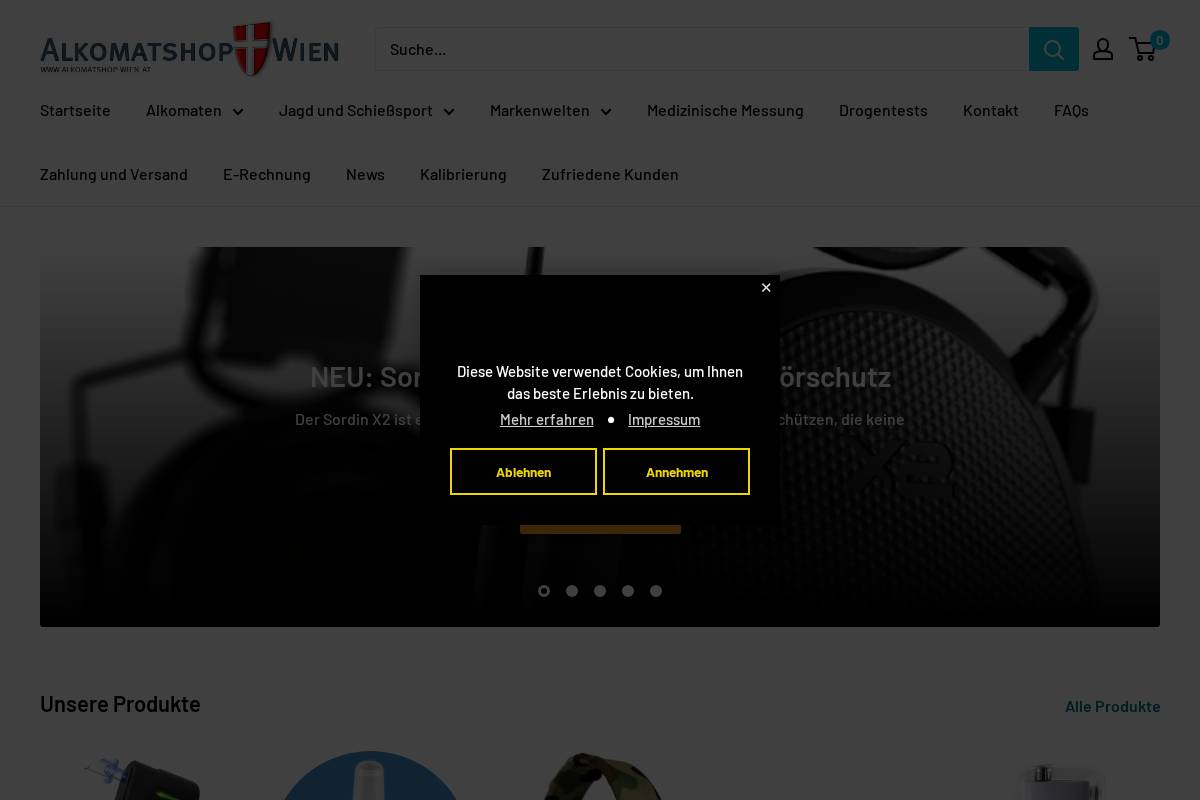 alkomatshop.at homepage screenshot
