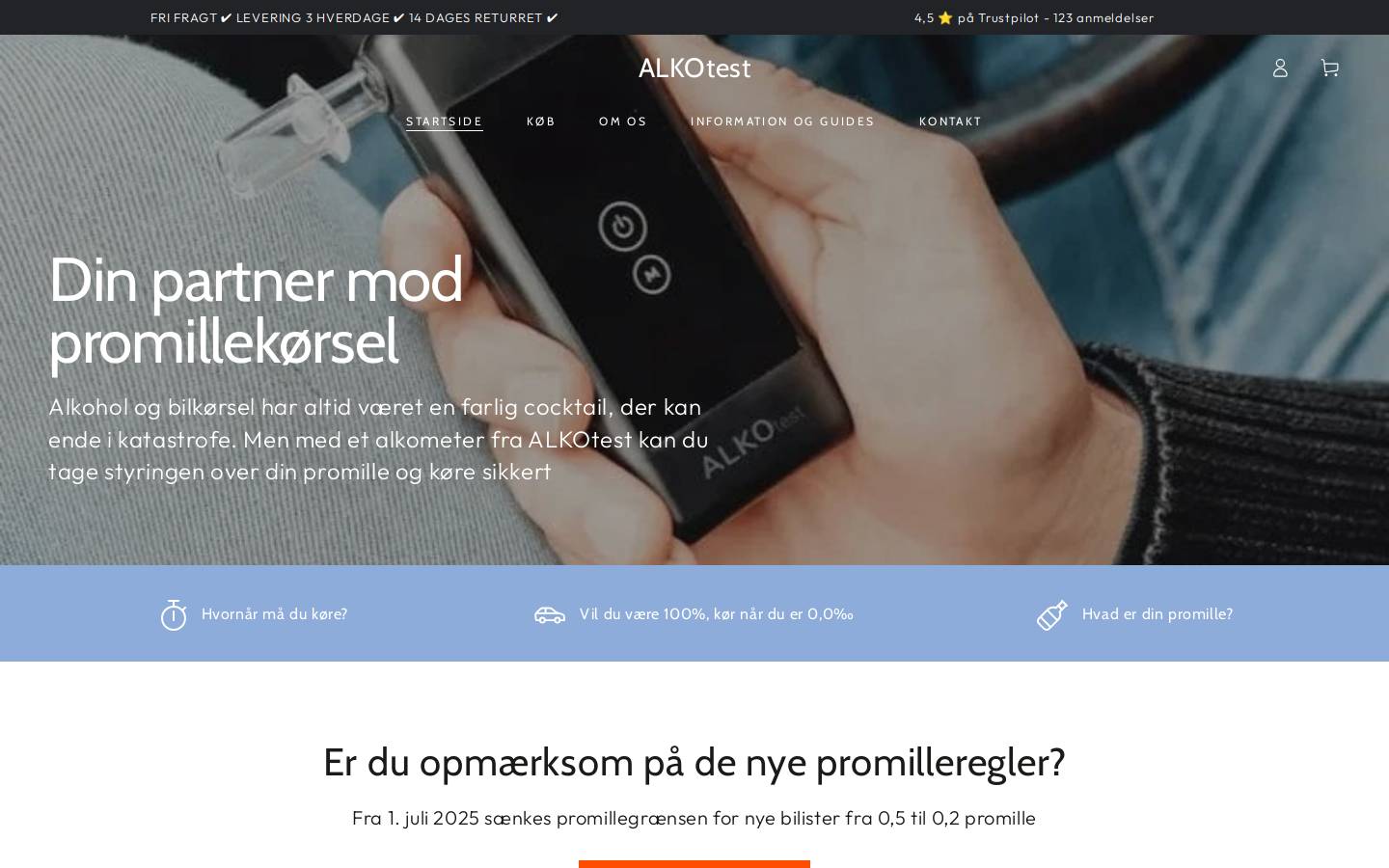 ALKOtest homepage screenshot