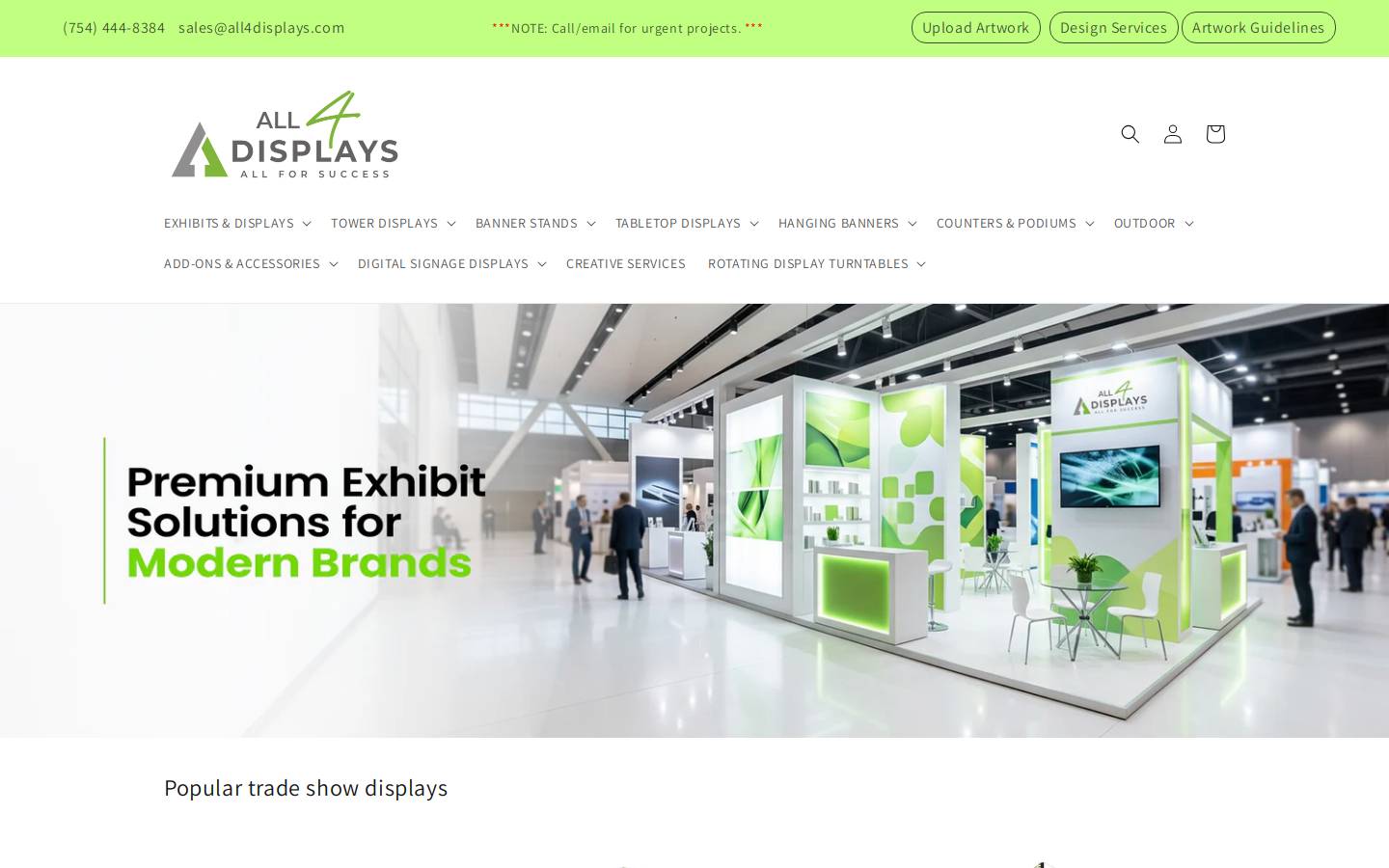 All4displays homepage screenshot