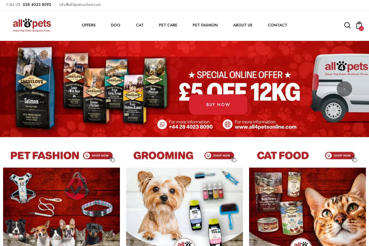 all4petsonline.com homepage screenshot
