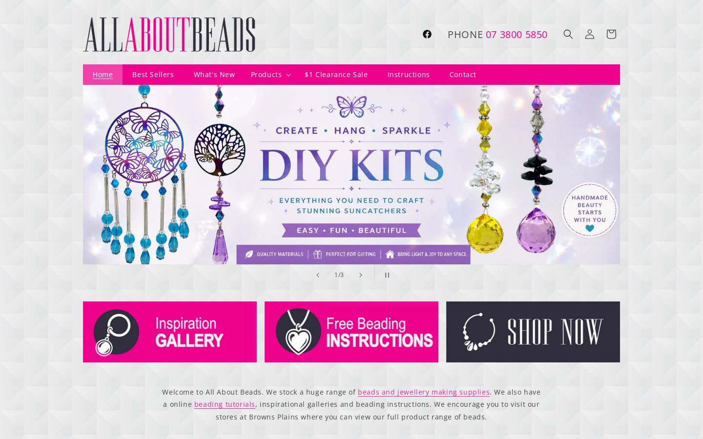 allaboutbeads.com.au homepage screenshot