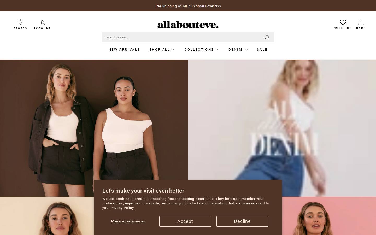 allabouteveclothing.com homepage screenshot