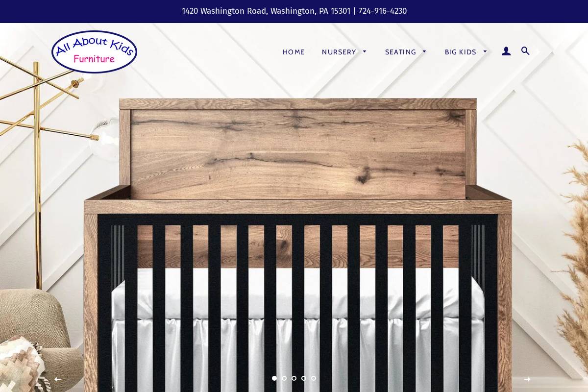All About Kids Furniture homepage screenshot