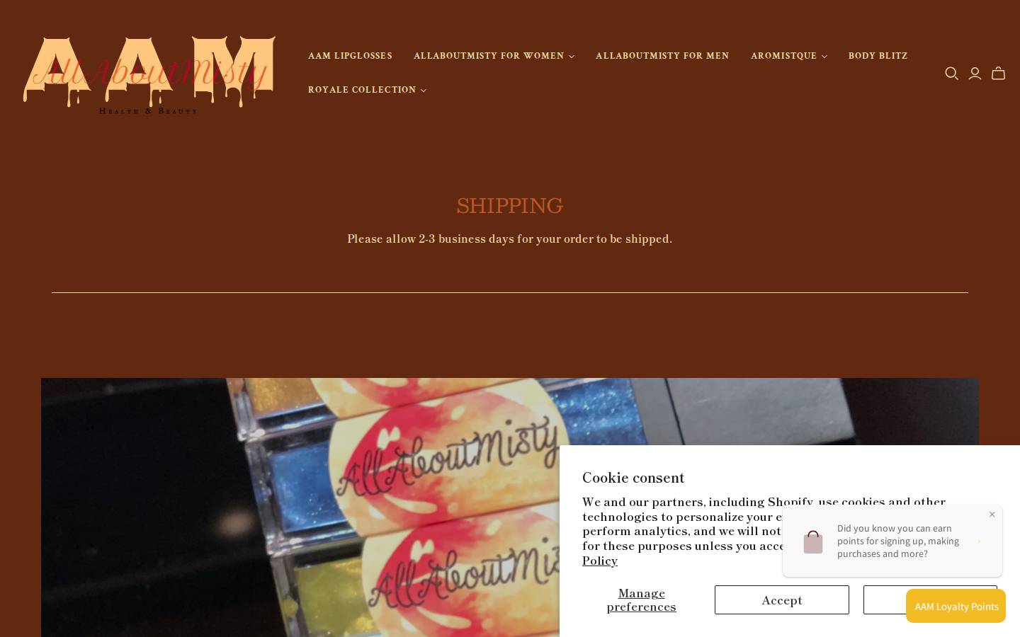 allaboutmisty.com homepage screenshot