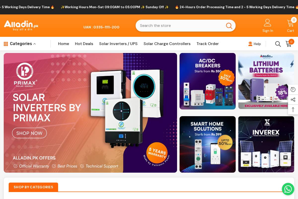 alladin.pk homepage screenshot