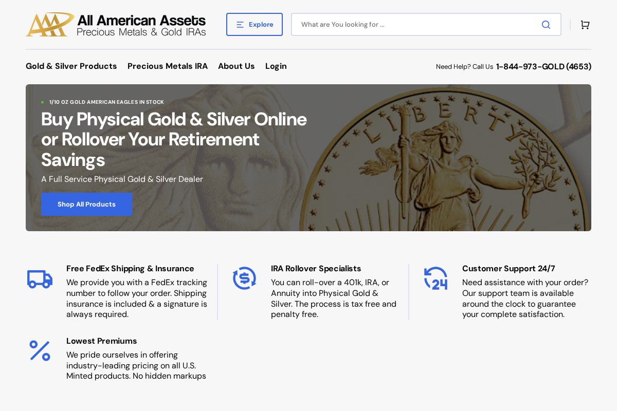 All American Assets homepage screenshot