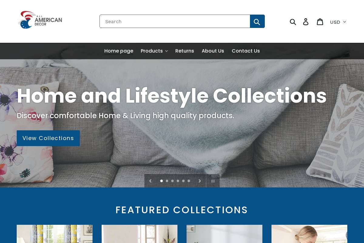 allamericandecor.com homepage screenshot