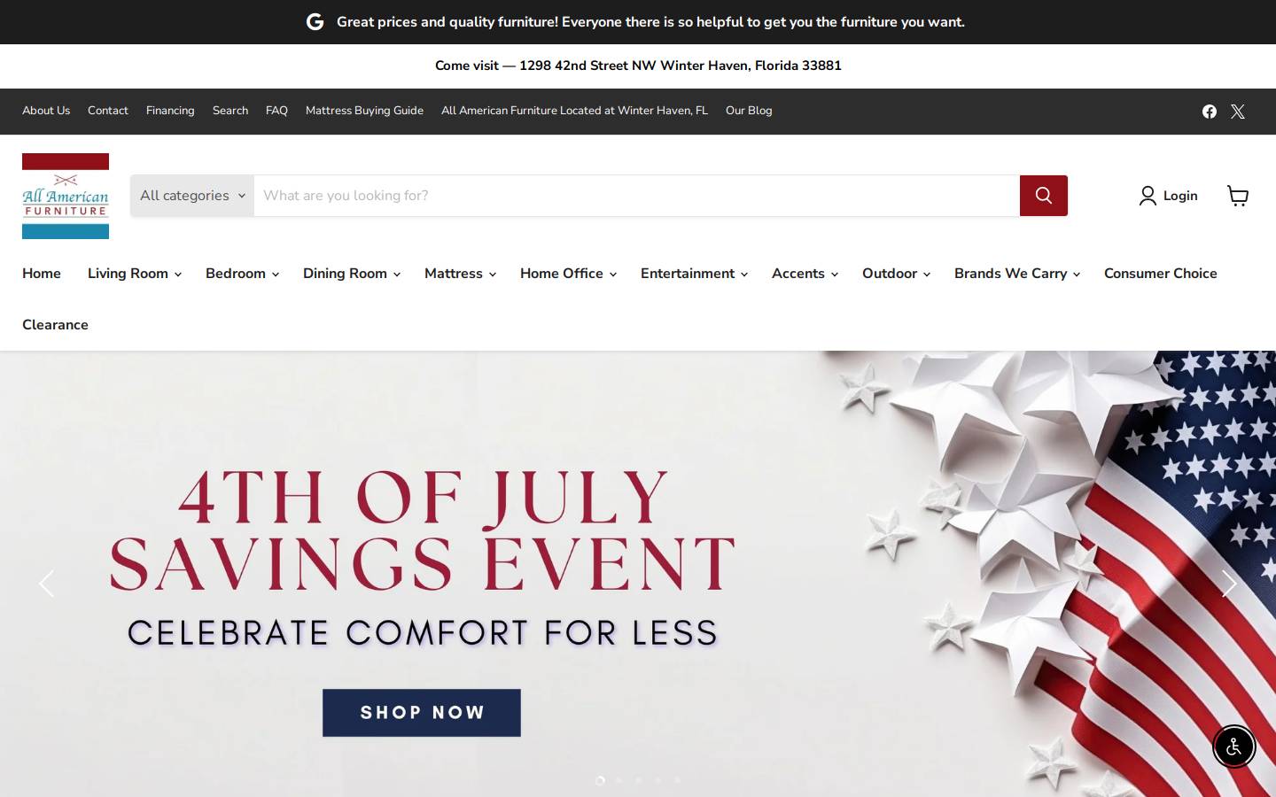 allamericanfurnitureandmattress.com homepage screenshot