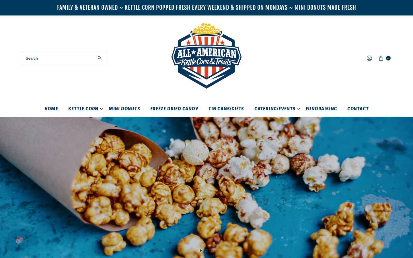 allamericankettlecorn.com homepage screenshot