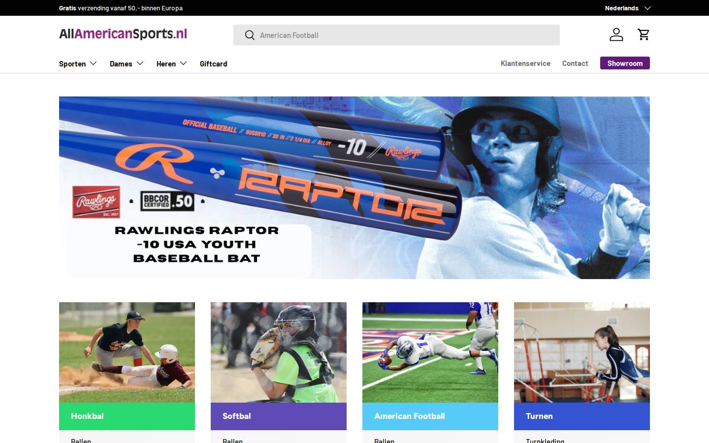 allamericansports.nl homepage screenshot