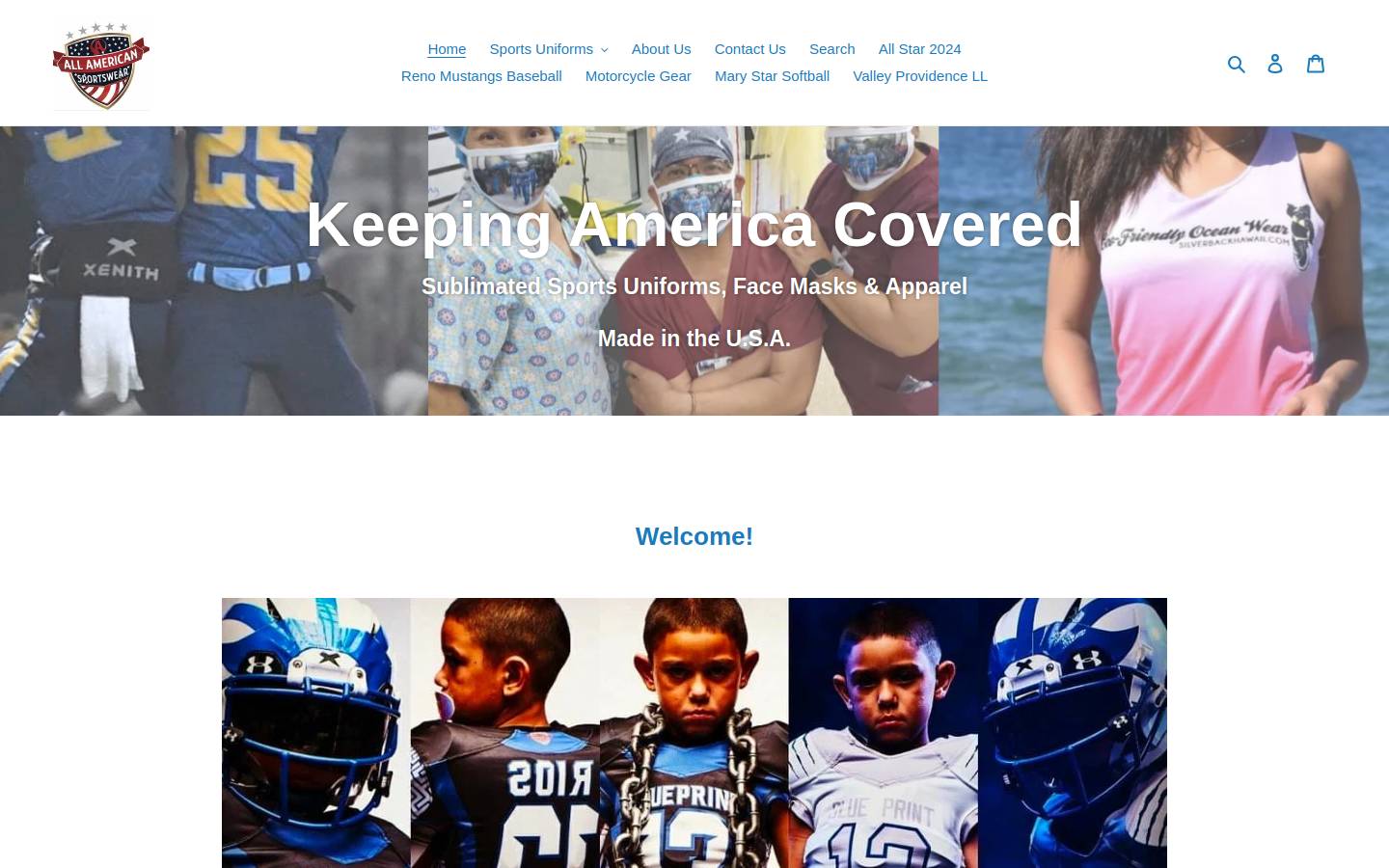allamericansportswearcorp.com homepage screenshot