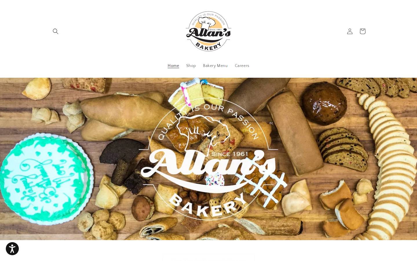 allansbakery.com homepage screenshot