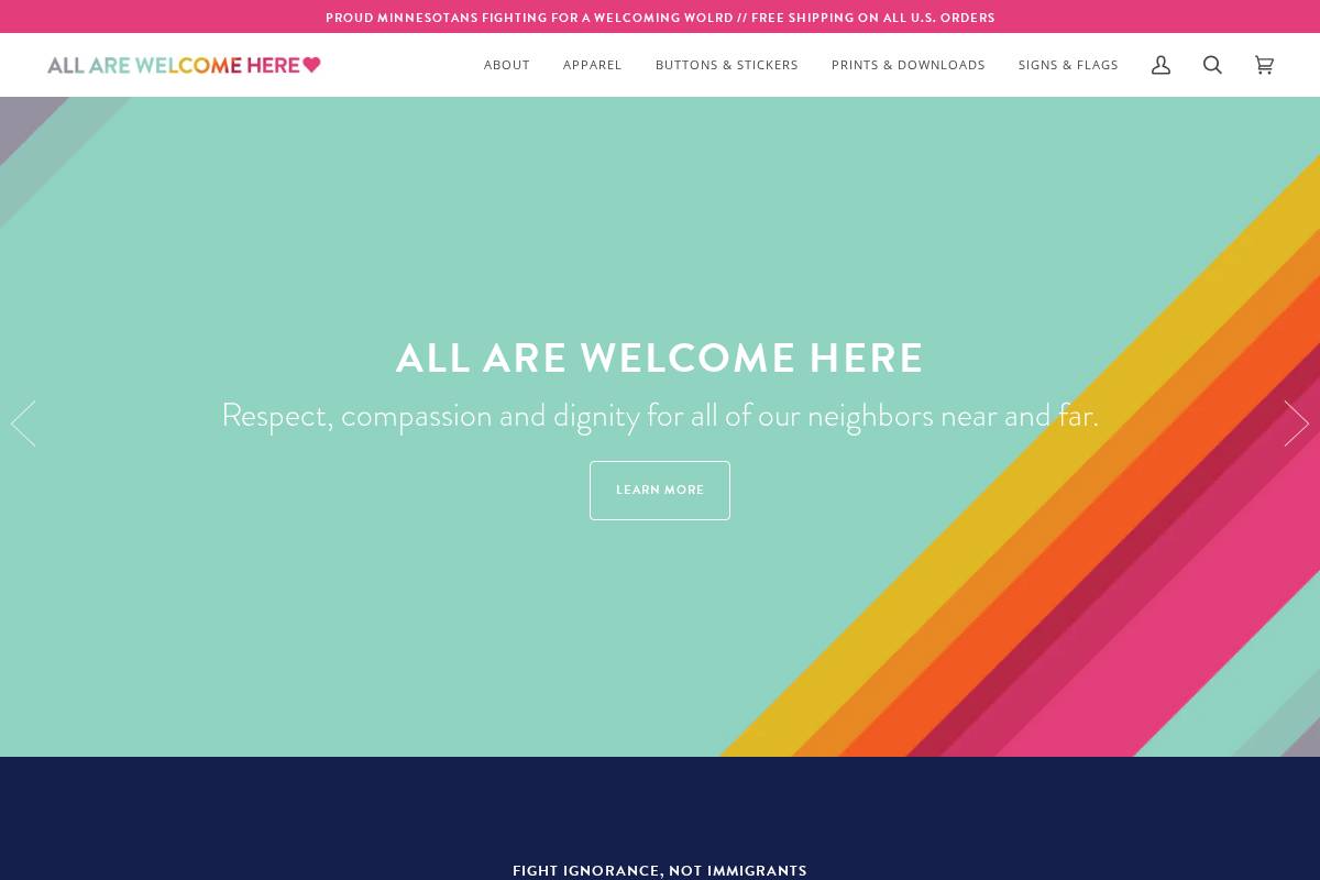 allarewelcomehere.us homepage screenshot
