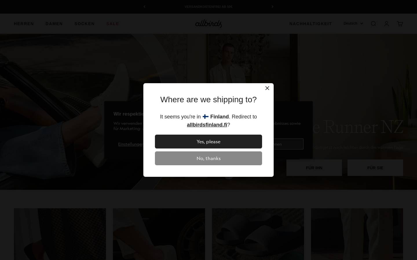Allbirds homepage screenshot
