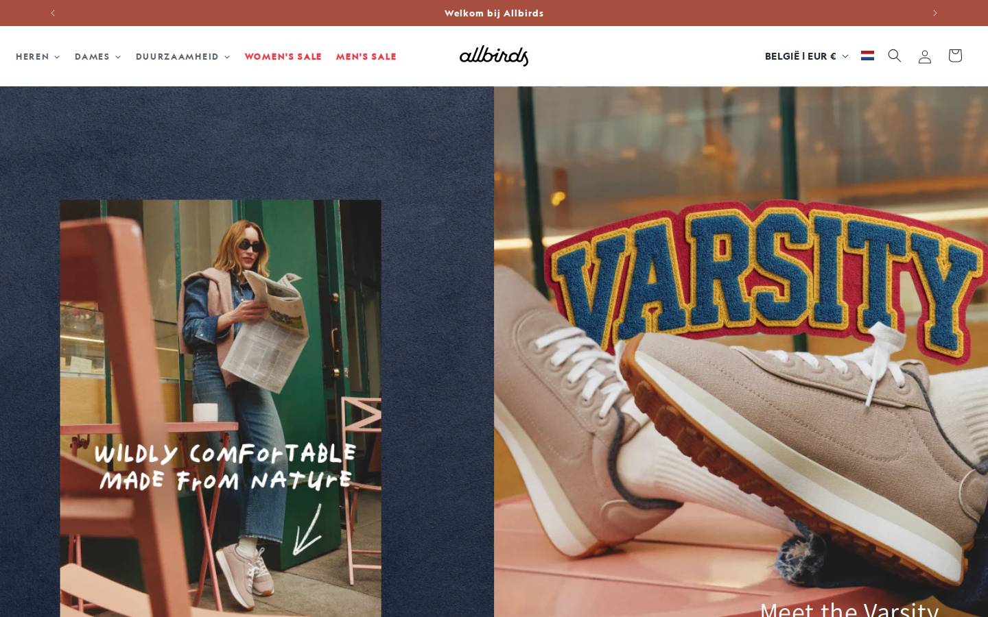 allbirds.be homepage screenshot