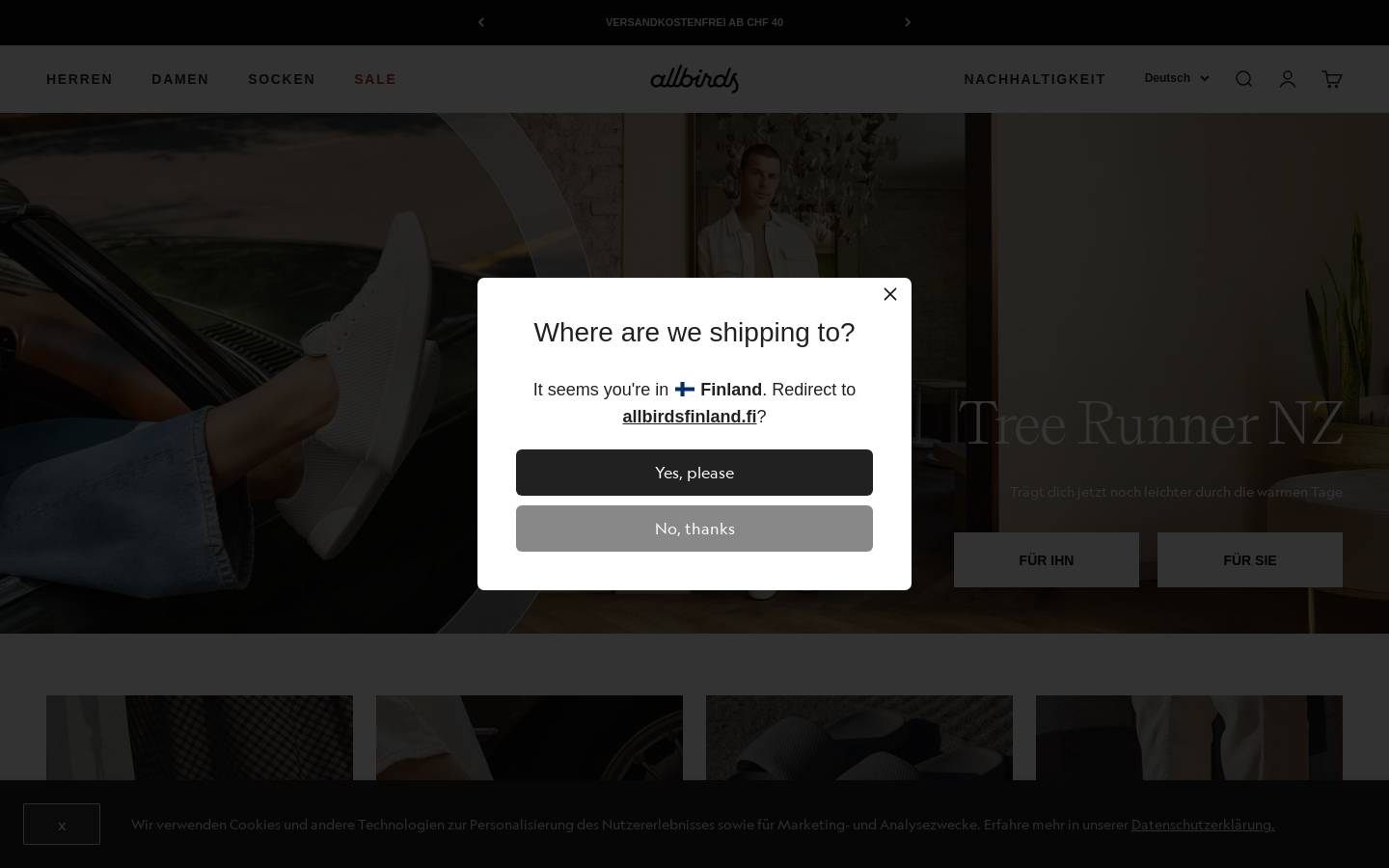 Allbirds homepage screenshot