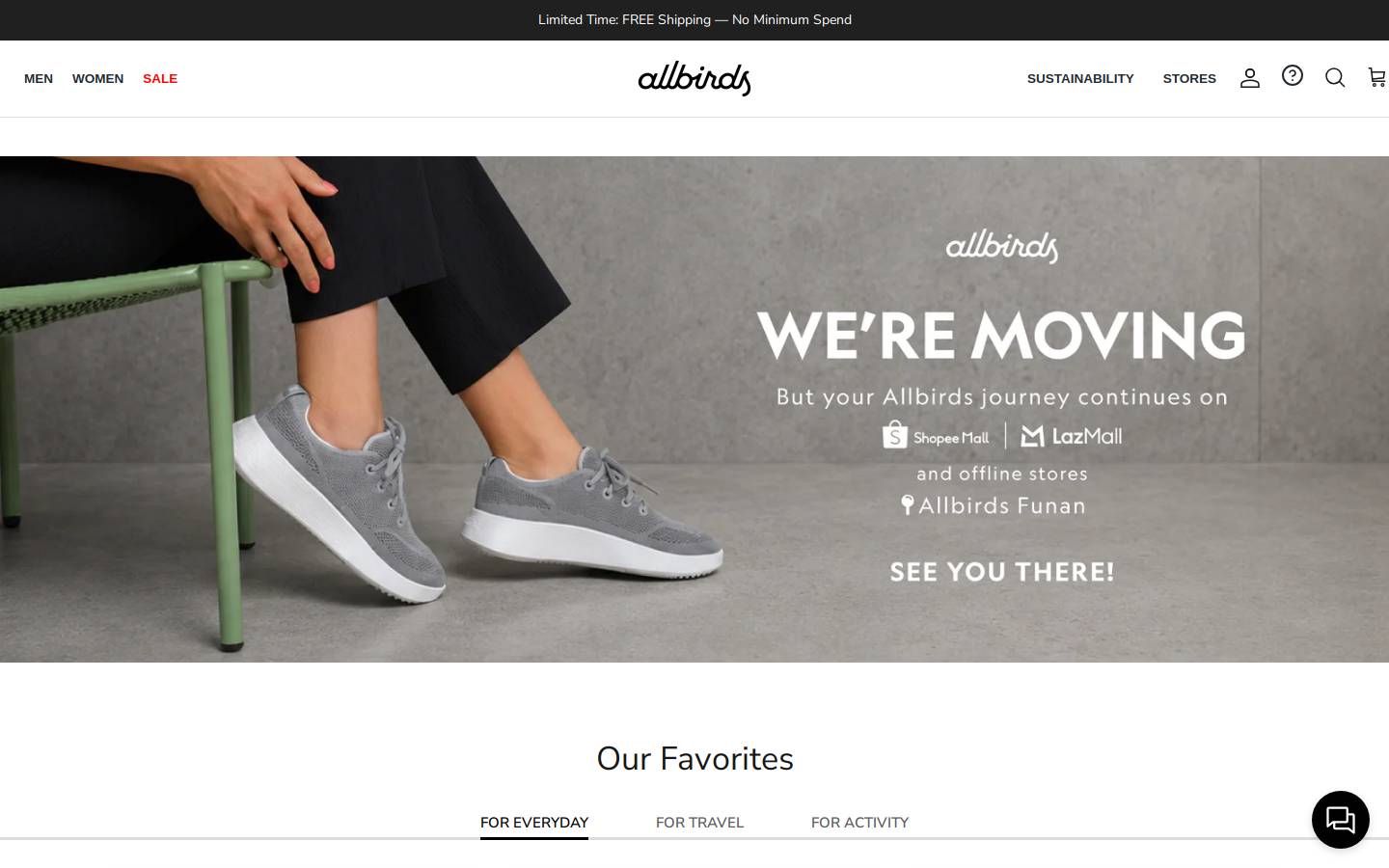 Allbirds homepage screenshot