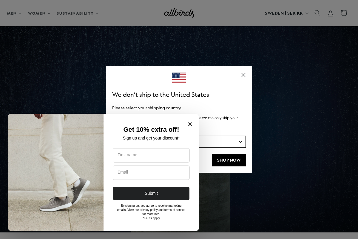 Allbirds Nordics homepage screenshot
