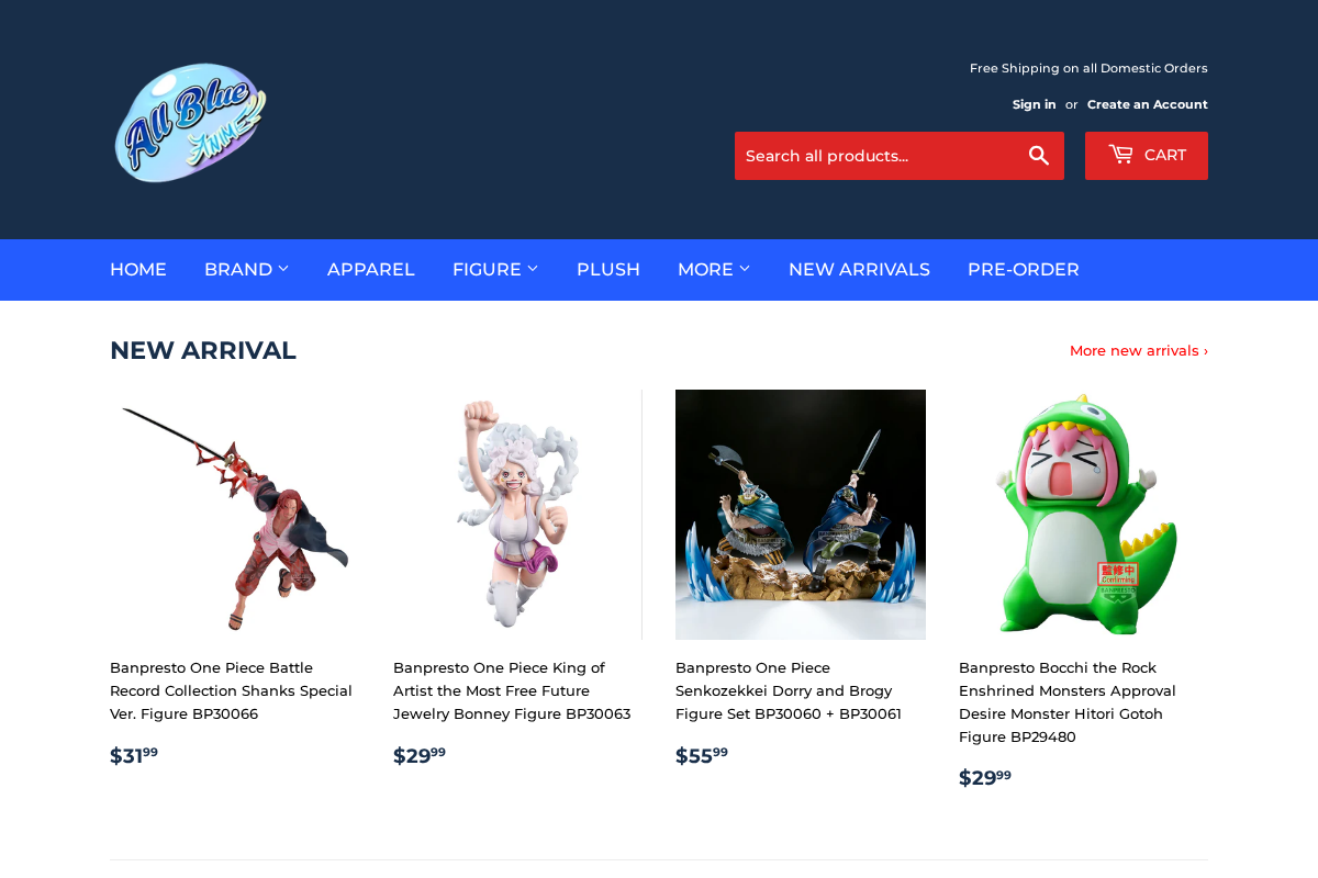 allblueanime.com homepage screenshot