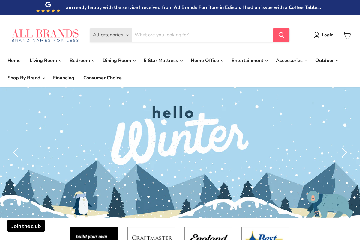 allbrandsfurniture.net homepage screenshot