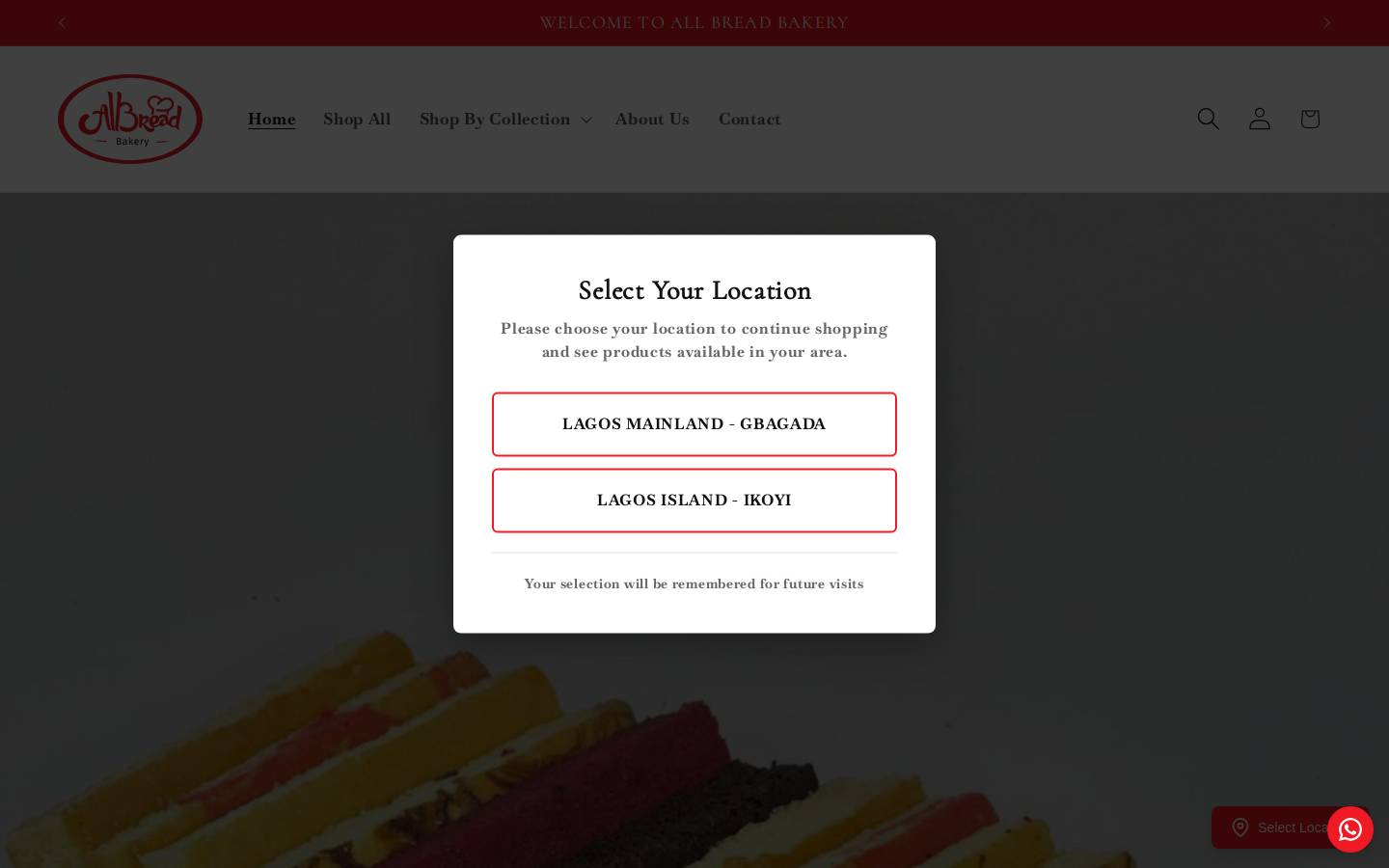 allbreadbakery.com homepage screenshot