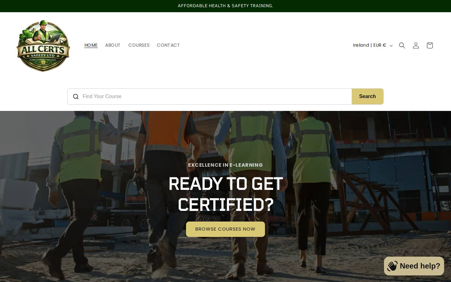 allcertssafety.com homepage screenshot