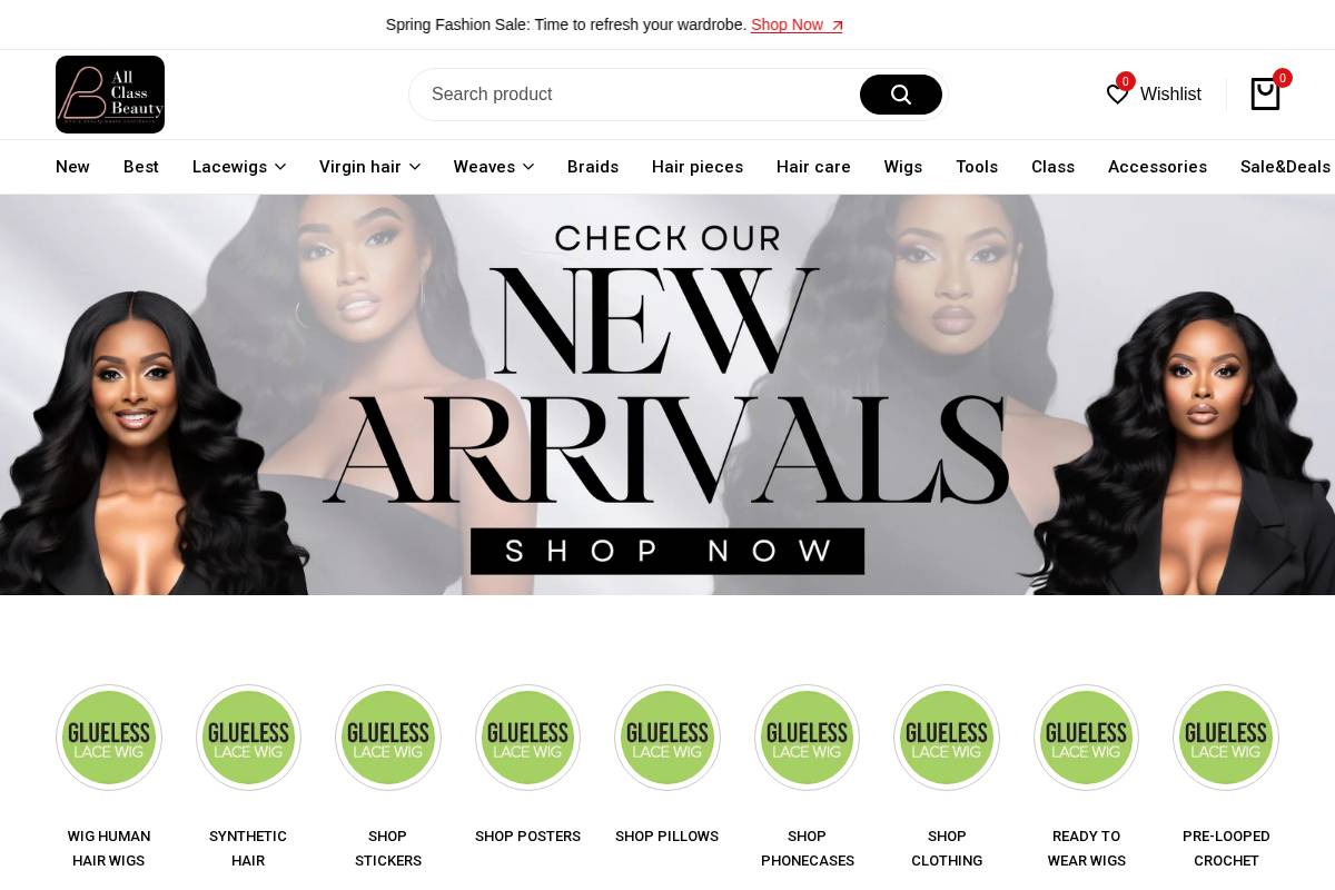 allclassbeauty.com homepage screenshot