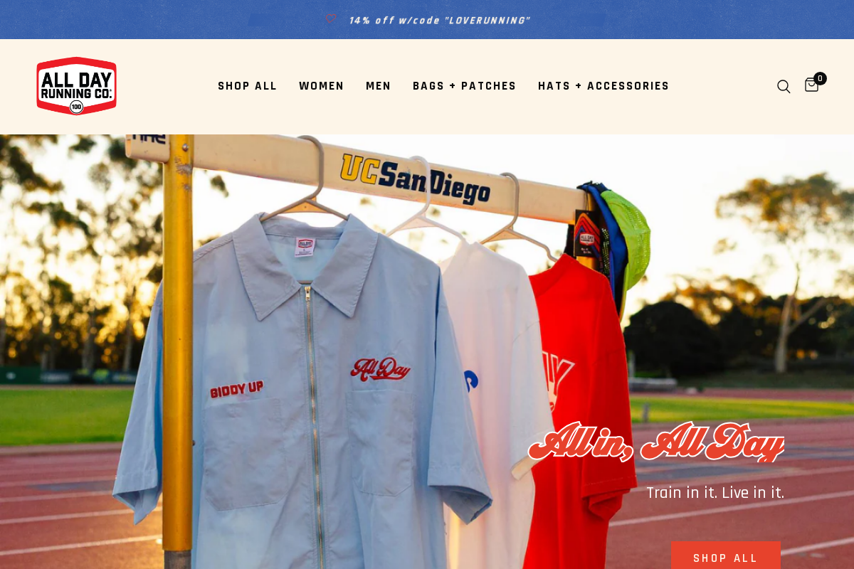 All Day Running Co homepage screenshot