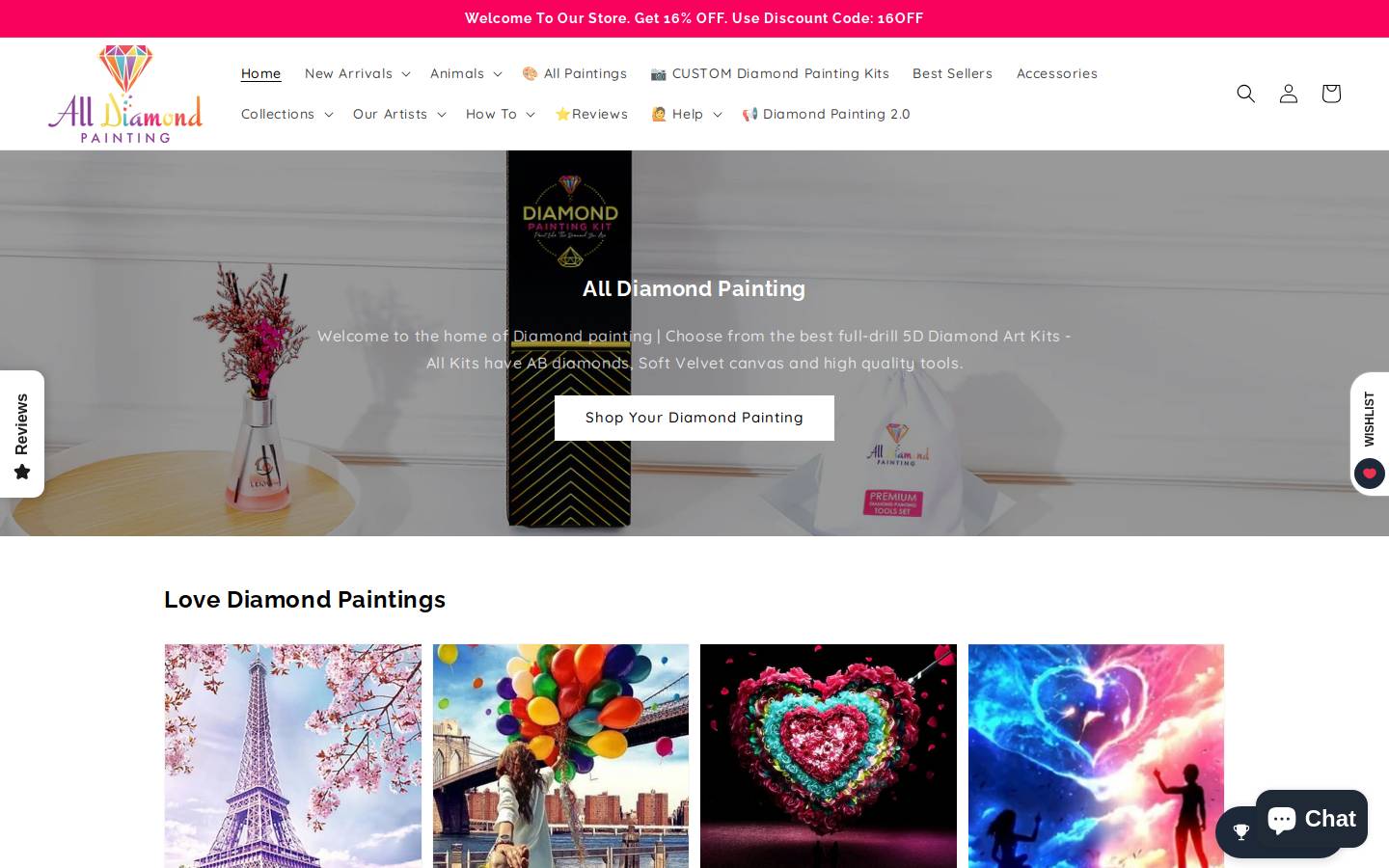 Alldiamondpainting homepage screenshot