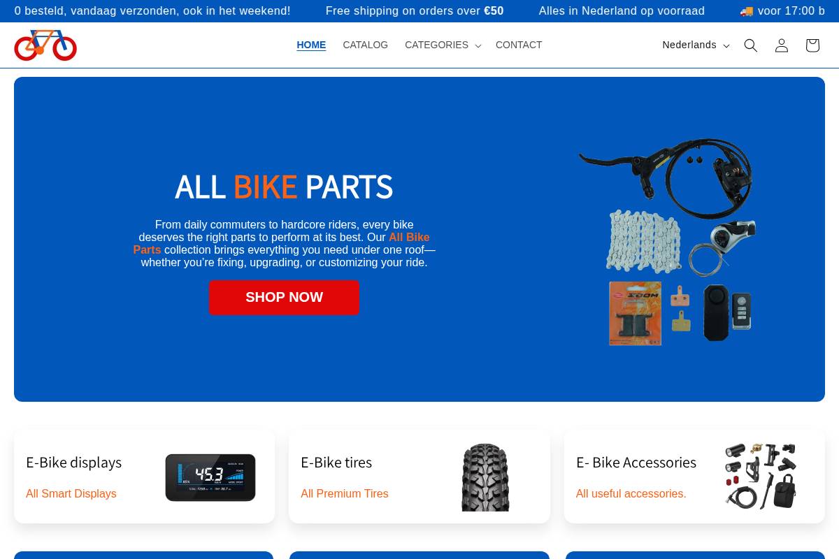 Allebikeparts homepage screenshot