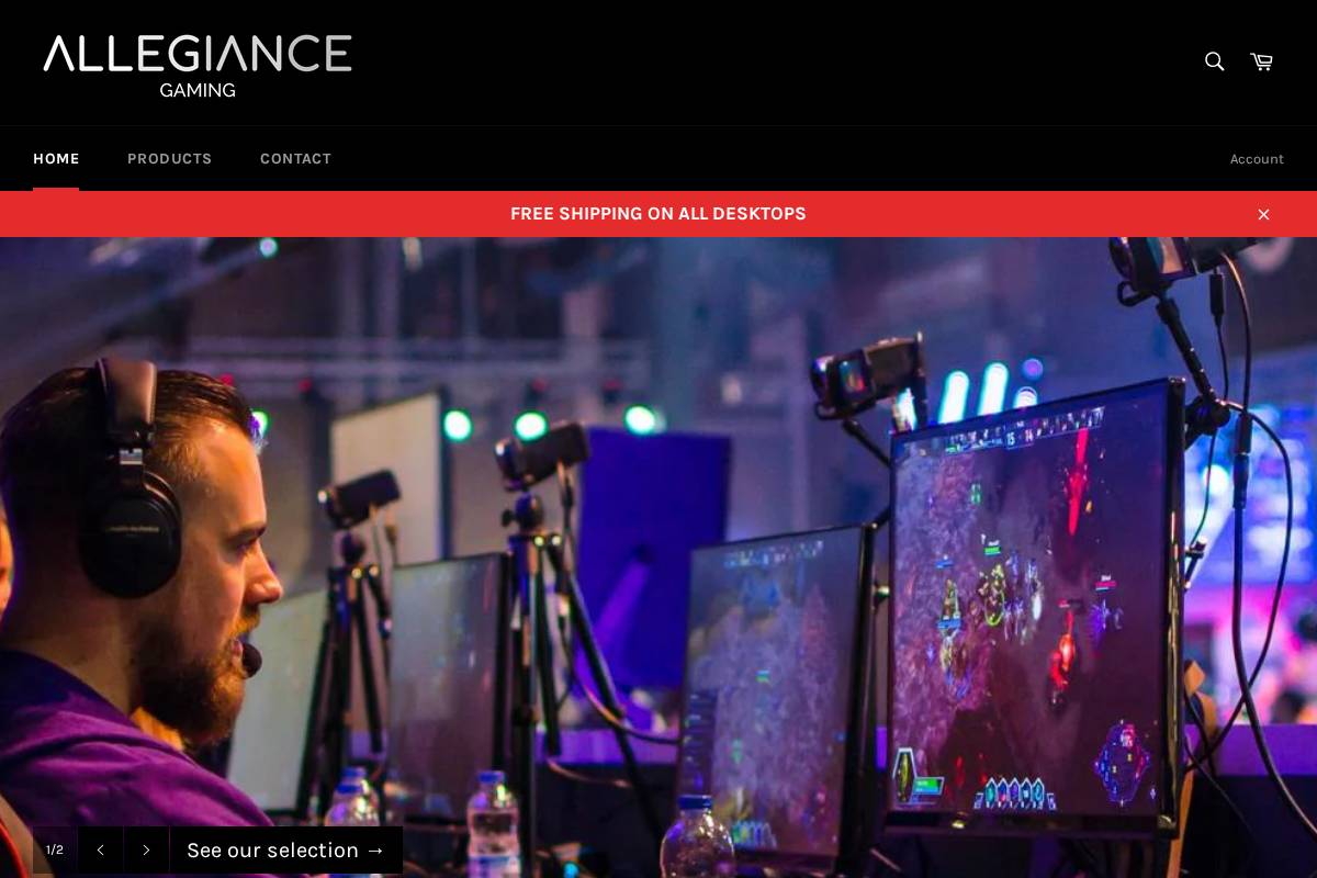 Allegiance Gaming homepage screenshot
