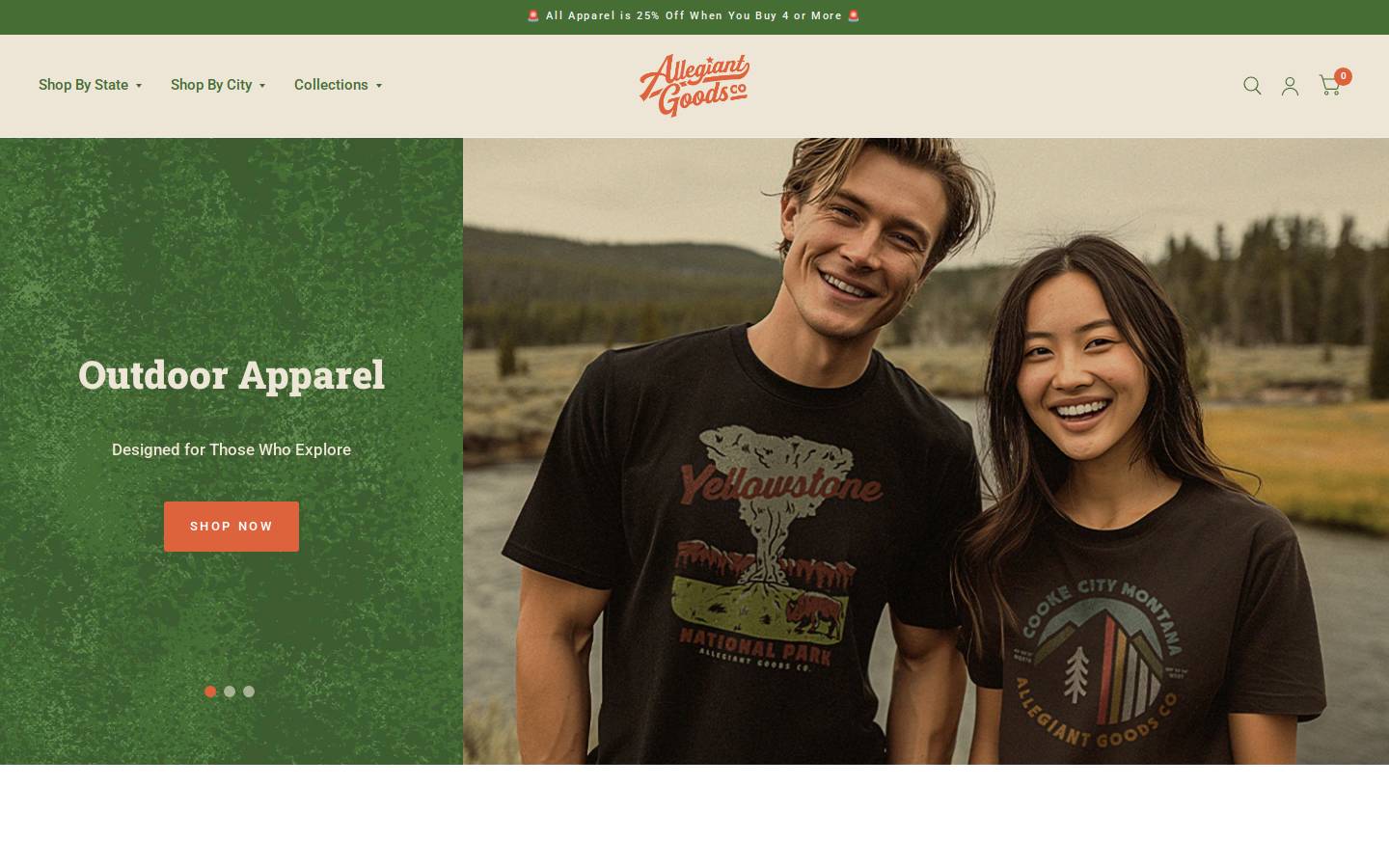 allegiantgoods.com homepage screenshot