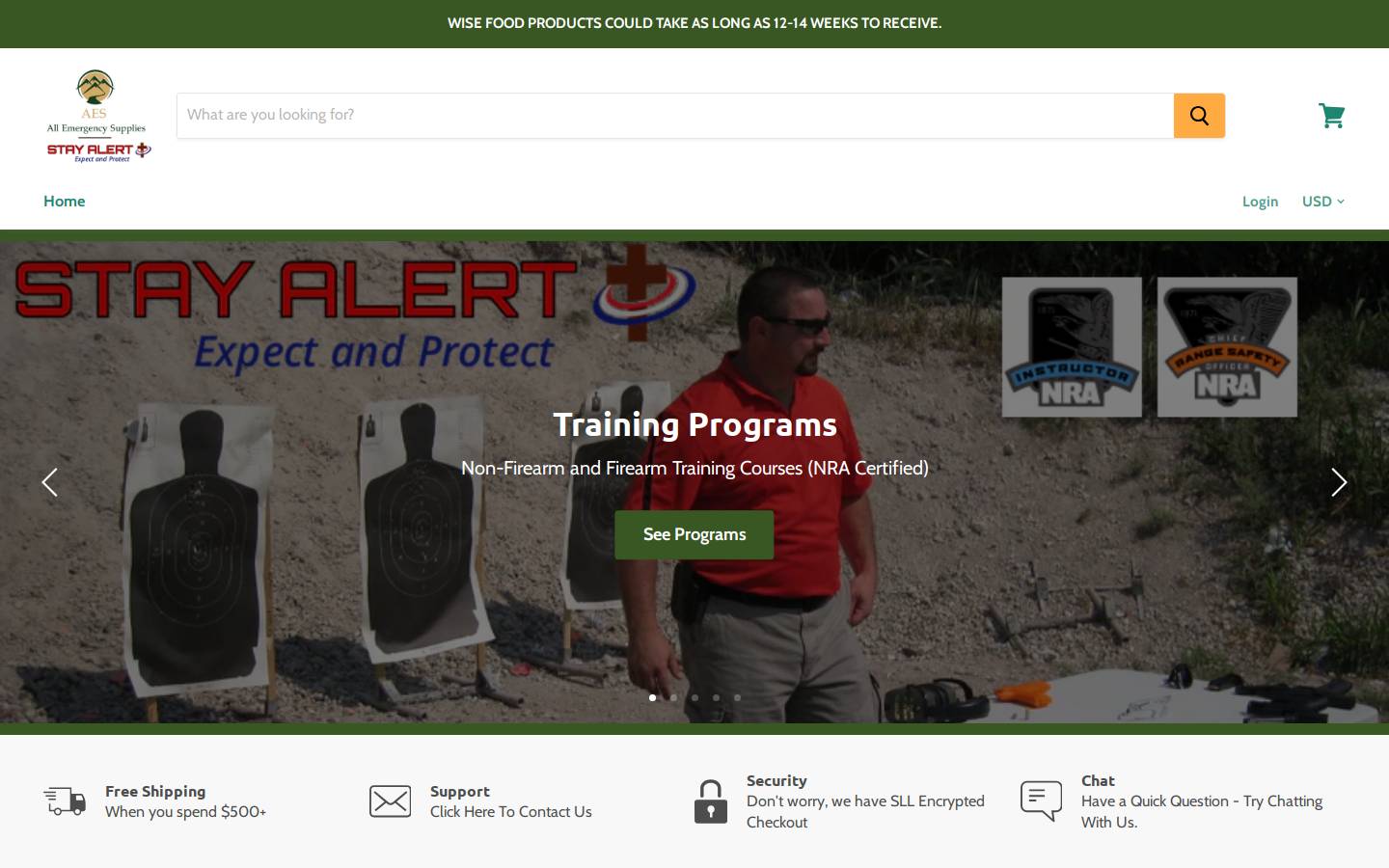 allemergencysupplies.com homepage screenshot