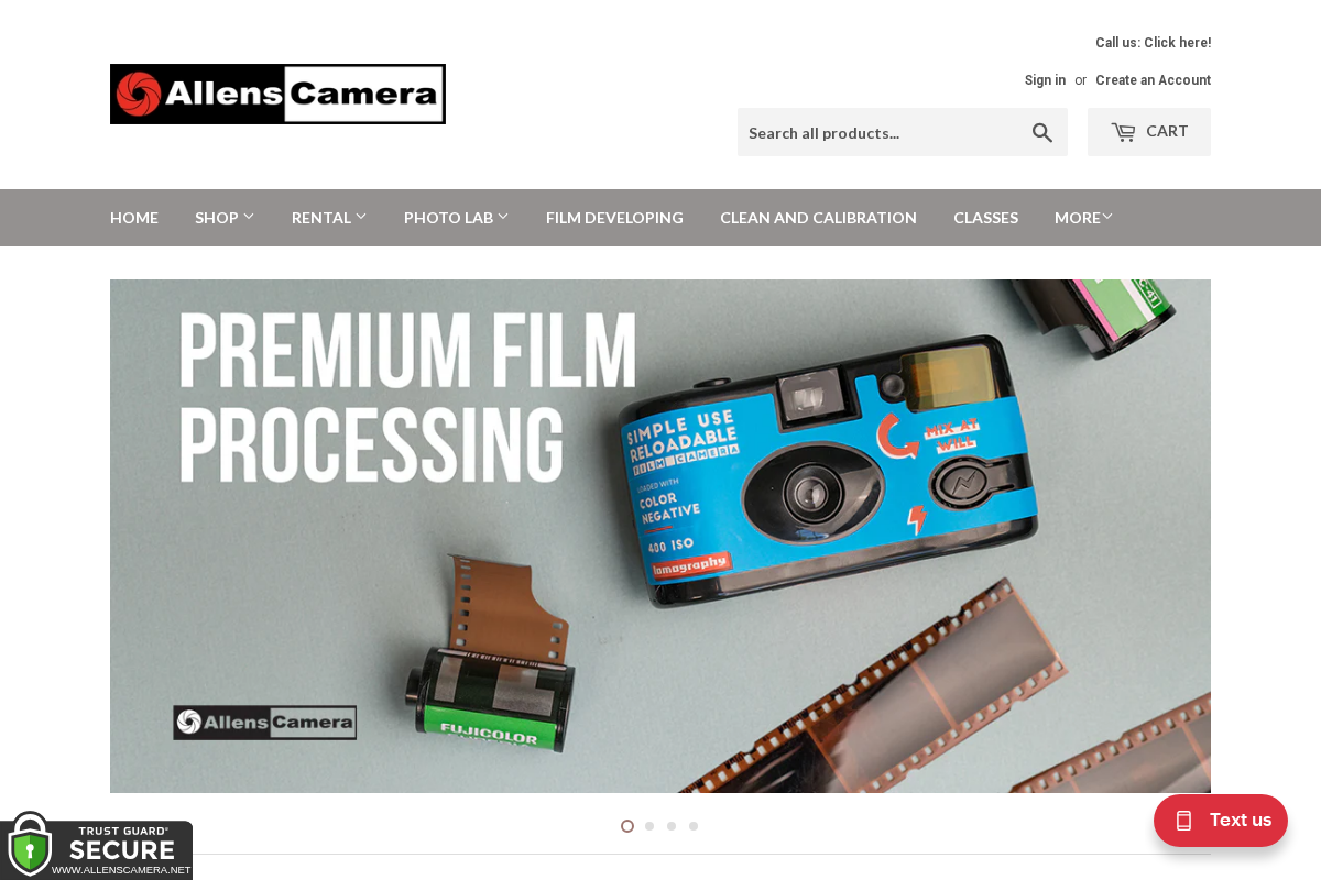 Allens Camera homepage screenshot