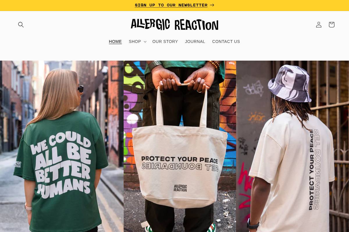 Allergic Reaction homepage screenshot