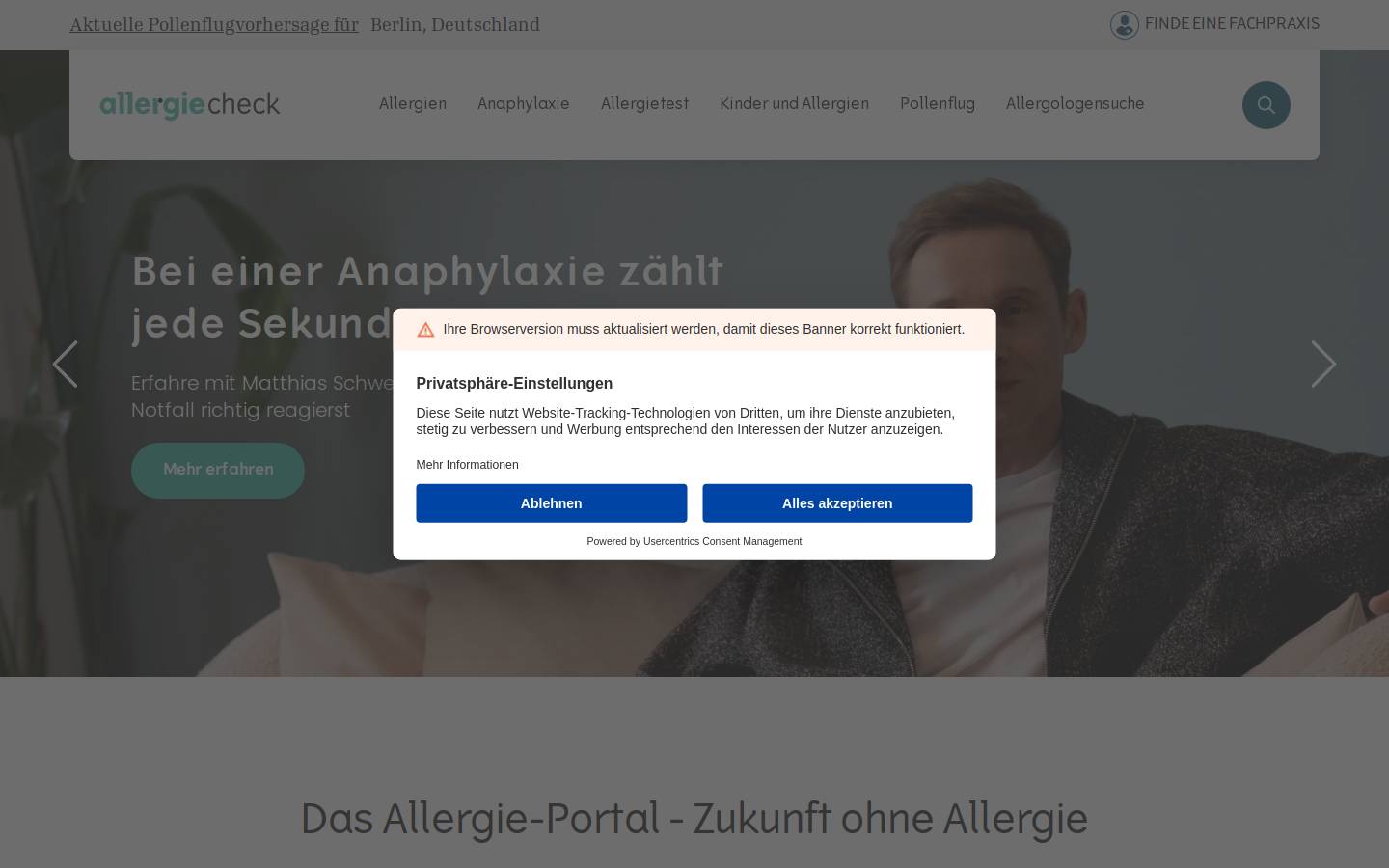 allergiecheck.de homepage screenshot