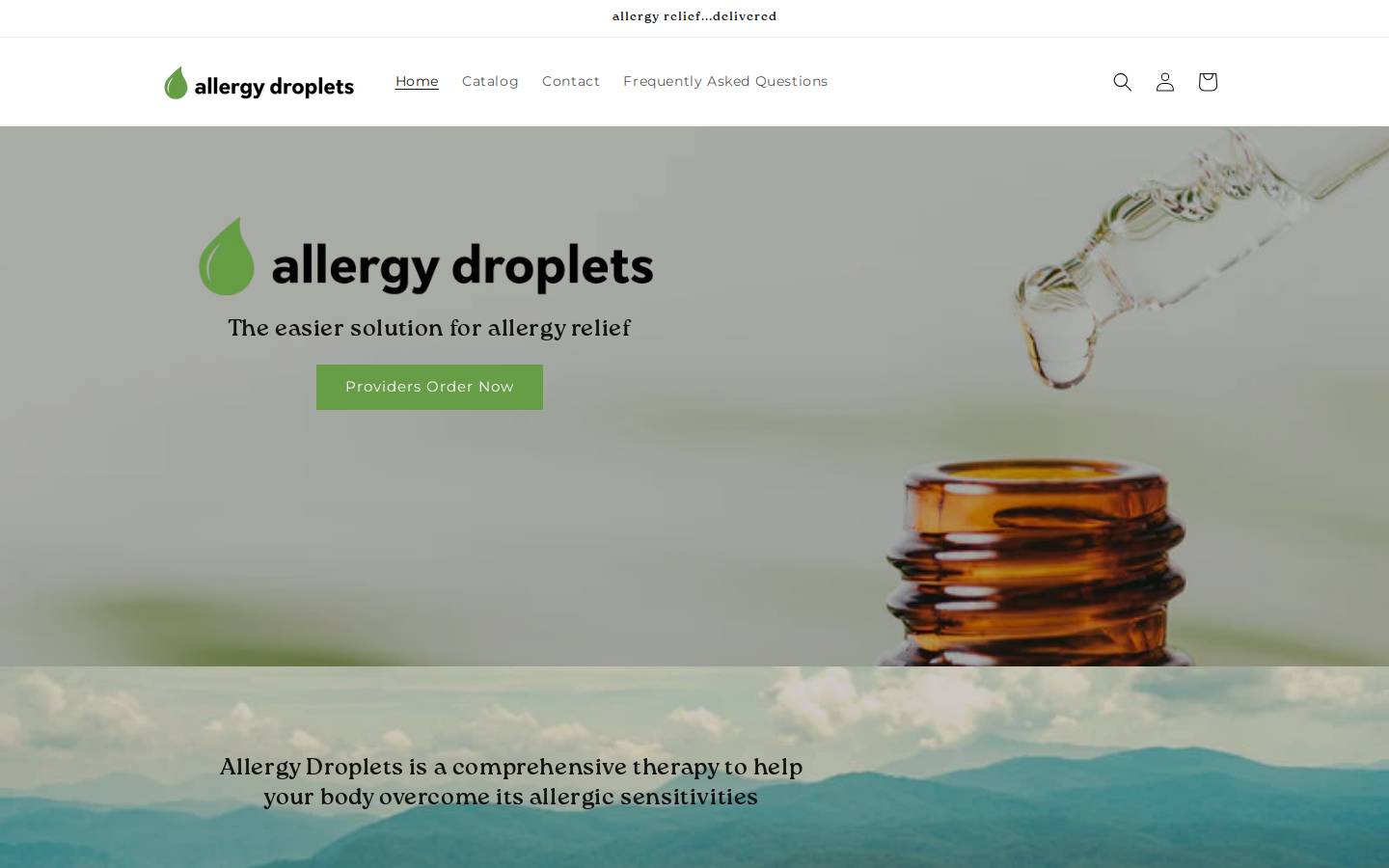 allergydroplets.com homepage screenshot