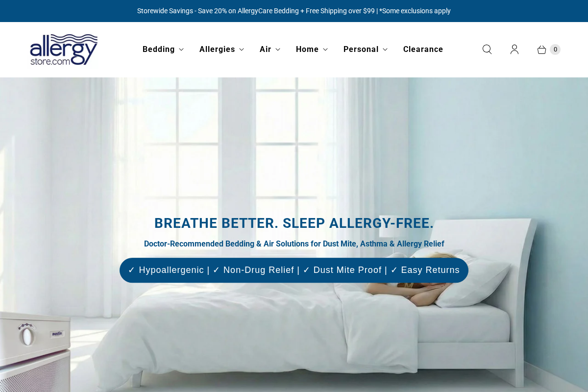 The Allergy Store homepage screenshot