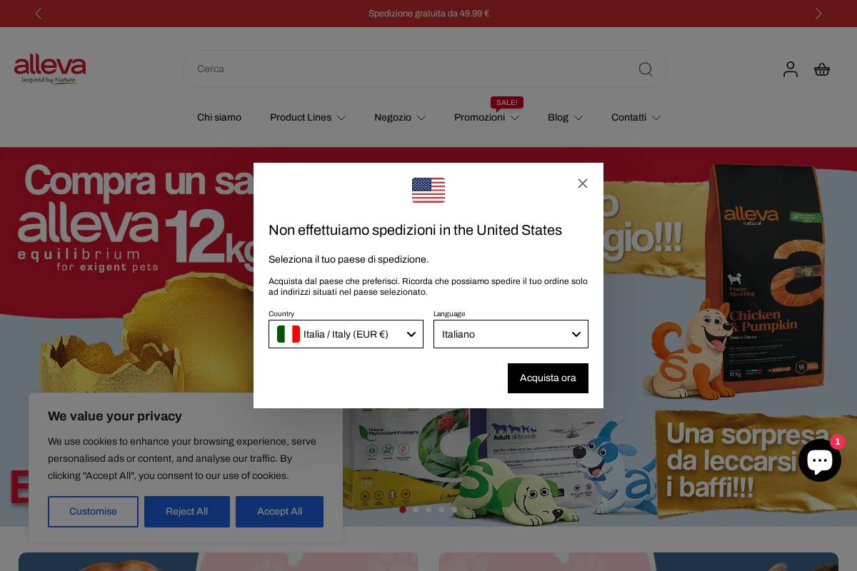 allevastore.com homepage screenshot