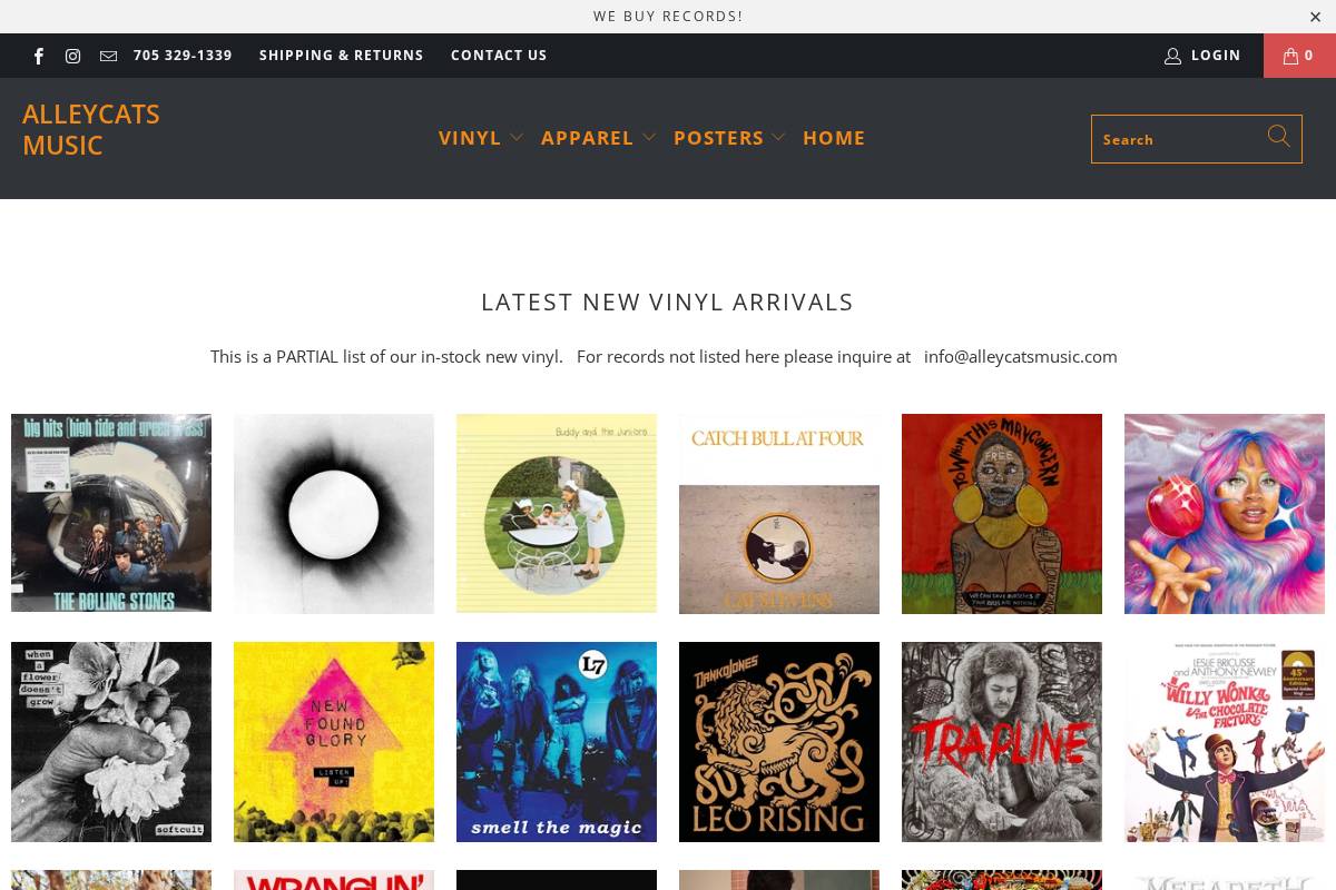 alleycatsmusic.com homepage screenshot